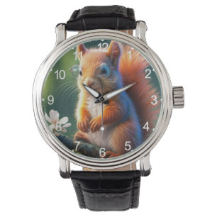 Braunes Eichhörnchen auf dem Zweig-56765 Armbanduhr