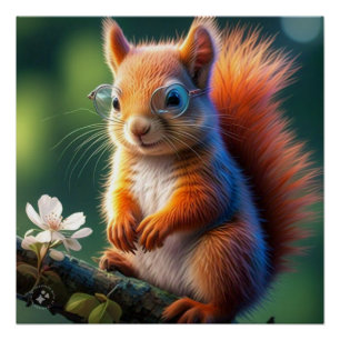 Braunes Eichhörnchen auf dem Zweig-56765 Poster