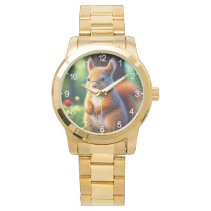 Braunes Eichhörnchen sitzt auf Gras-43543 Armbanduhr