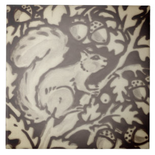 Braunes Eichhörnchen Tan Floral Foliage Holz Dekor Fliese