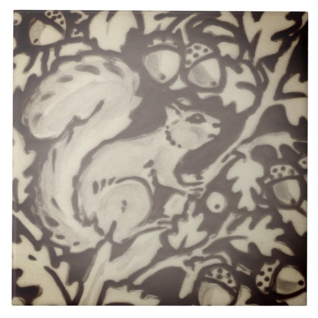 Braunes Eichhörnchen Tan Floral Foliage Holz Dekor Fliese (Vorderseite)