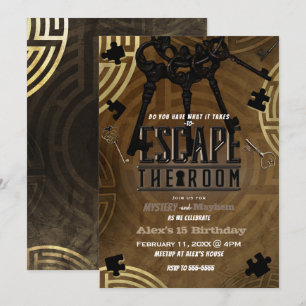 Braunes Escape-Room-Mord-Mysterien-Abendessen Einladung