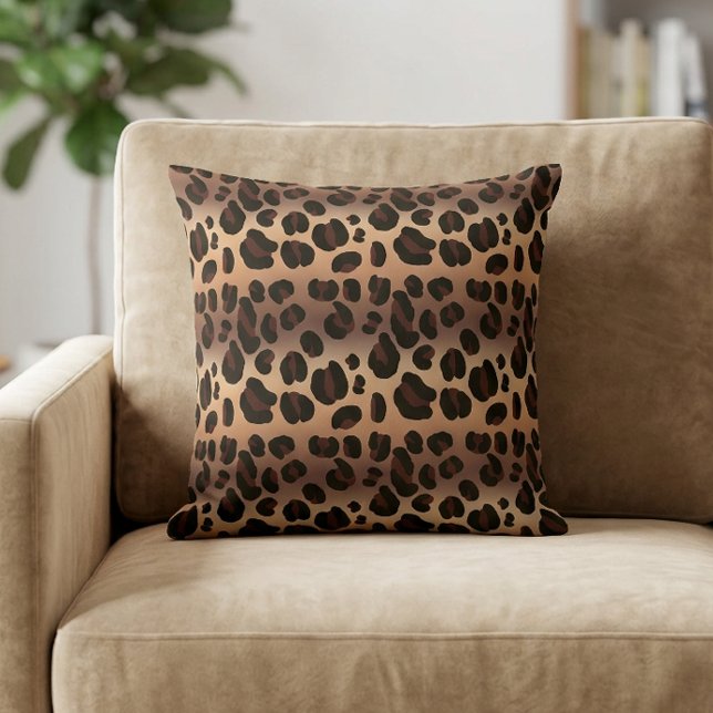 Braunes Exotisches Leopard Druckkopfkissen Kissen (Animal Print Leopard Pattern Pillow)