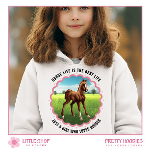 Braunes Fohlen Anpassbare Mädchen Hoodie