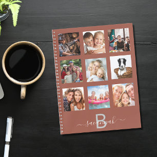 Braunes Foto Collage Monogramm, modern Tagebuch
