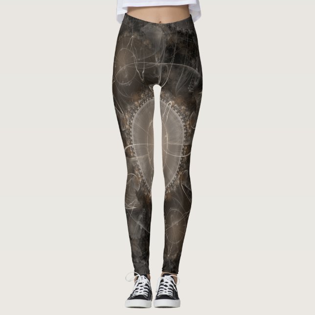Braunes Fraktal Abstrakt Hintergrund Leggings (Vorderseite)