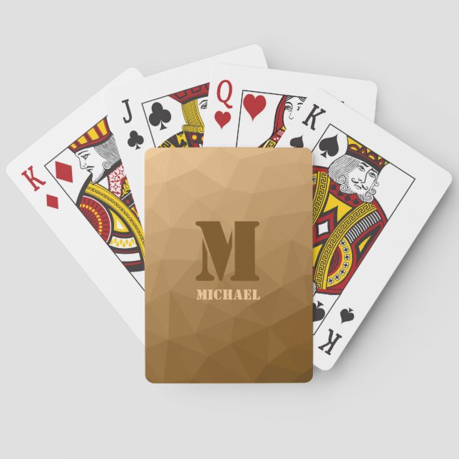 Braunes geometrisches Maschenmuster Monogramm Spielkarten (Rückseite)