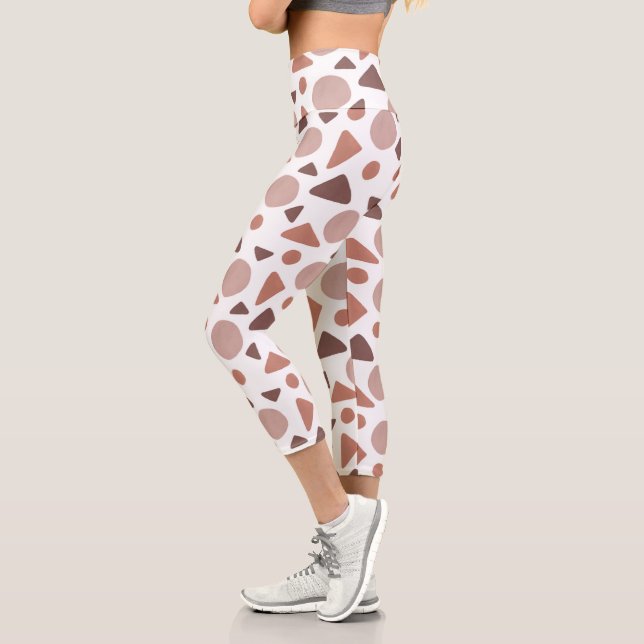 braunes geometrisches Muster Capri Leggings (Links)