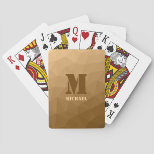 Braunes geometrisches Netz-Muster Monogramm Spielkarten