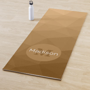 Braunes geometrisches Netz-Muster Monogramm Yogamatte
