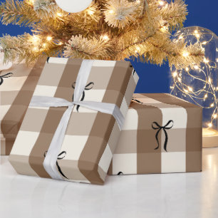 Braunes Gingham Coquette Schleifen Geschenkpapier, Geschenkpapier