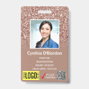 Braunes Glitter-Medizinisches Foto-ID-QR-Barcode-A Ausweis