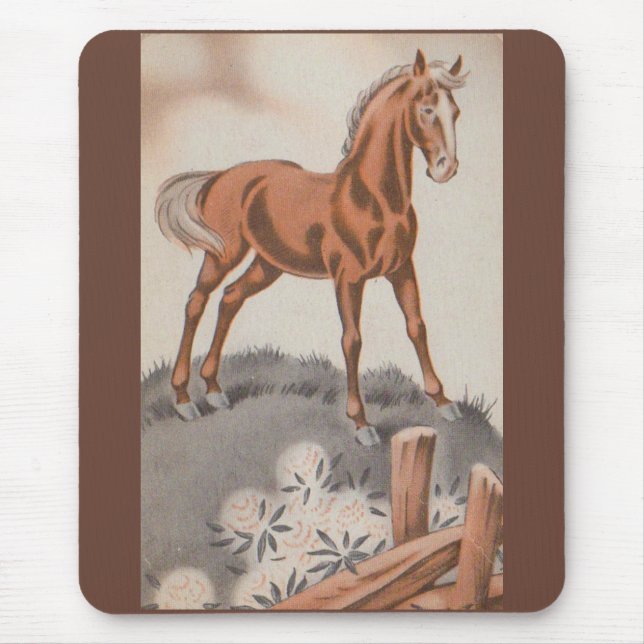 braunes glückliches Pferd Mousepad (Vorne)