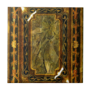 Braunes Gold elegantes viktorianisches Design Fliese