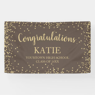 Braunes Gold Glitter Abschluss Gratulation  Banner