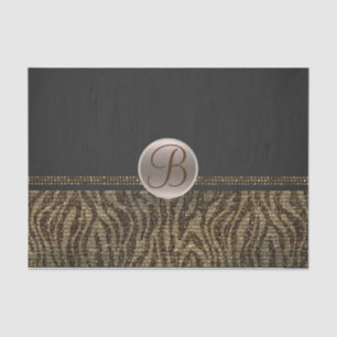 Braunes Gold Zebra Glanz Glam Monogramm Anfangsbuc Seidenpapier