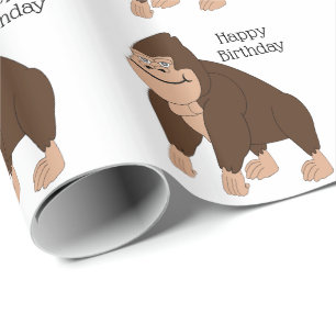 Braunes Gorilla-Design Geburtstagsgeschenkpapier Geschenkpapier
