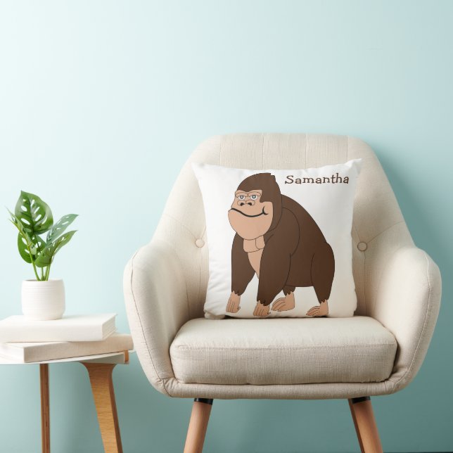 Braunes Gorilla-Design personalisiert Kissen (Stuhl )