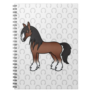 Braunes Gypsy Vanner / Shire / Clydesdale Pferd Notizblock