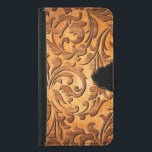 Braunes Holz Elegantes gehobenes Blumendesign Geldbeutel Hülle Für Das Samsung Galaxy S5<br><div class="desc">Cooles Bild von braunem Holz geschwungenen eleganten Blumendesign mit optionalem schwarzen Akzent.</div>
