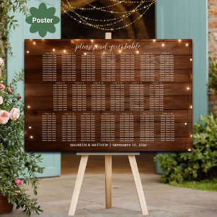 Braunes Holz String Lights 20 Tische Hochzeitssitz Poster