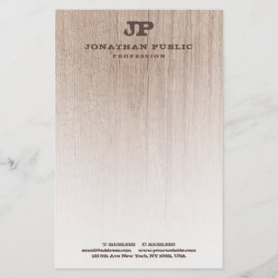 Braunes Holzaussehen Monogramm Elegante Vorlage Briefpapier