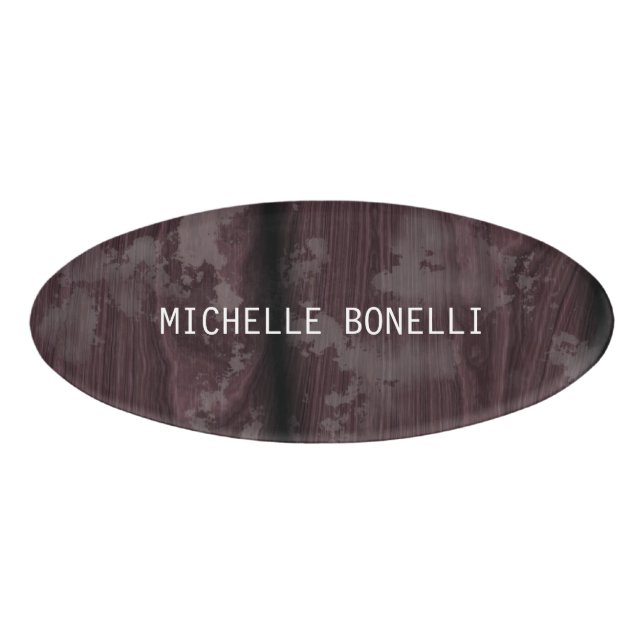 Braunes Holzdesign Hintergrund Schlichte Legitimat Namenschild (Vorderseite)