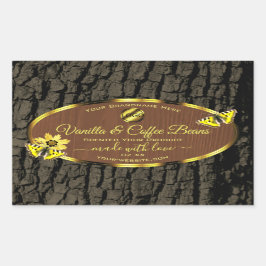 Braunes Holzkörnchen Baumrinde Produktkennzeichnun Rechteckiger Aufkleber