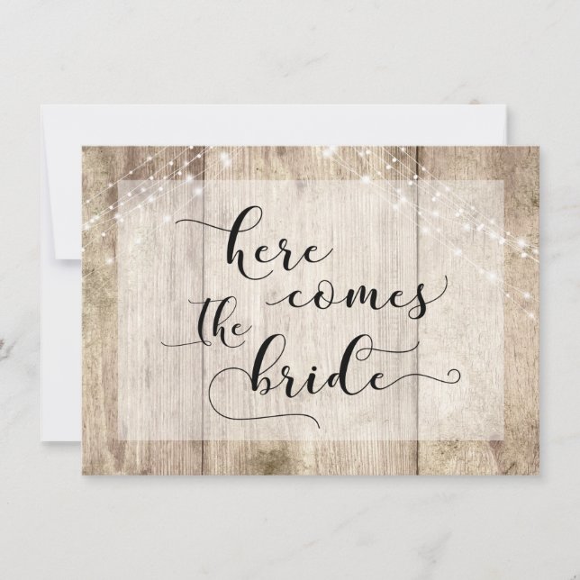 Braunes Holzleuchten hier kommt das Zeichen des Br Einladung (Vorderseite)