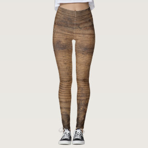Braunes Holztextur Abstrakter Hintergrund Leggings