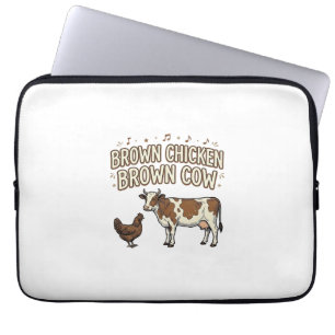 Braunes Huhn Braune Kuh Lustiges Bauernhof-Shirt-D Laptopschutzhülle