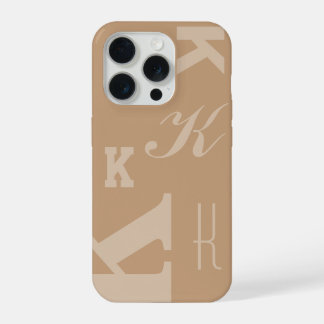 Braunes individuelles Anfangsbuchstabe-Monogramm,  iPhone 15 Pro Hülle