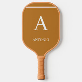 Braunes individuelles Monogramm und Name Pickleball Schläger