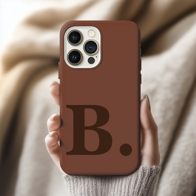 Braunes iPhone-Etuikett mit individuellem Monogram iPhone Hülle (Modern Initial Name iPhone Case Birthday Gift for Her, Custom iPhone Case Graduation Gift for Girls)