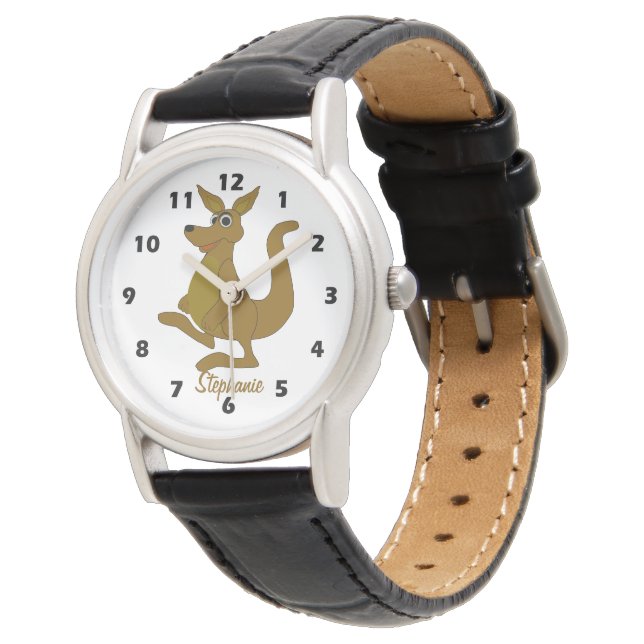 Braunes Känguru-Design Armbanduhr (Schrägansicht)