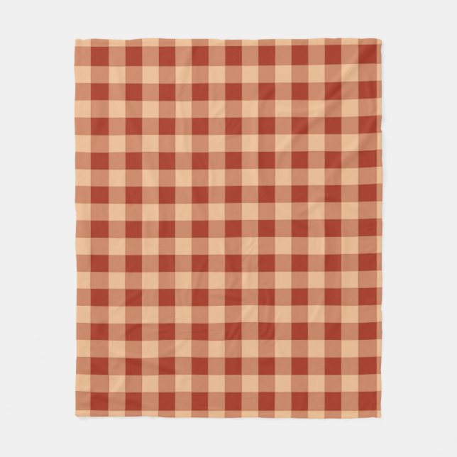 Braunes kariertes Gingham-Muster Fleecedecke (Vorderseite)