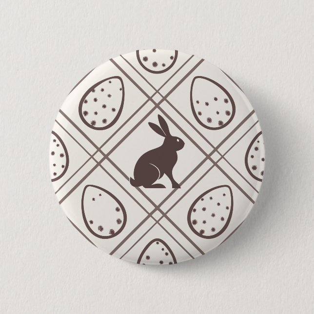 Braunes Karo-Ostern   Button (Vorderseite)