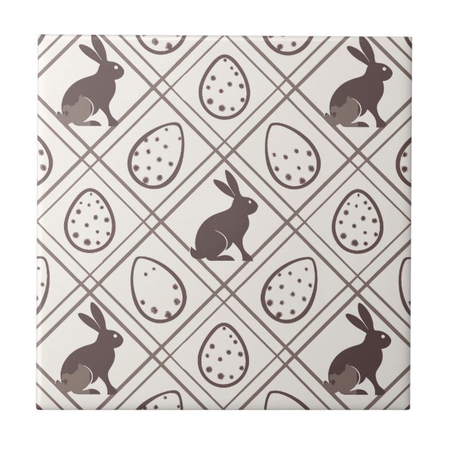 Braunes Karo-Ostern   Fliese (Vorderseite)