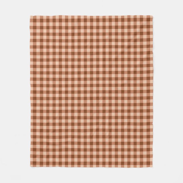Braunes Karomuster einfaches rustikales Gingham Fleecedecke (Vorderseite)