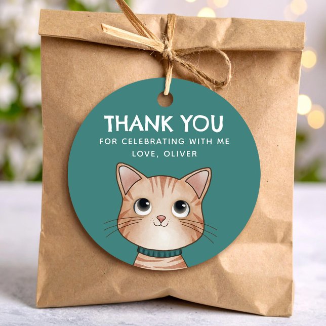 Braunes Kätzchen danke Geschenkanhänger (Von Creator hochgeladen)