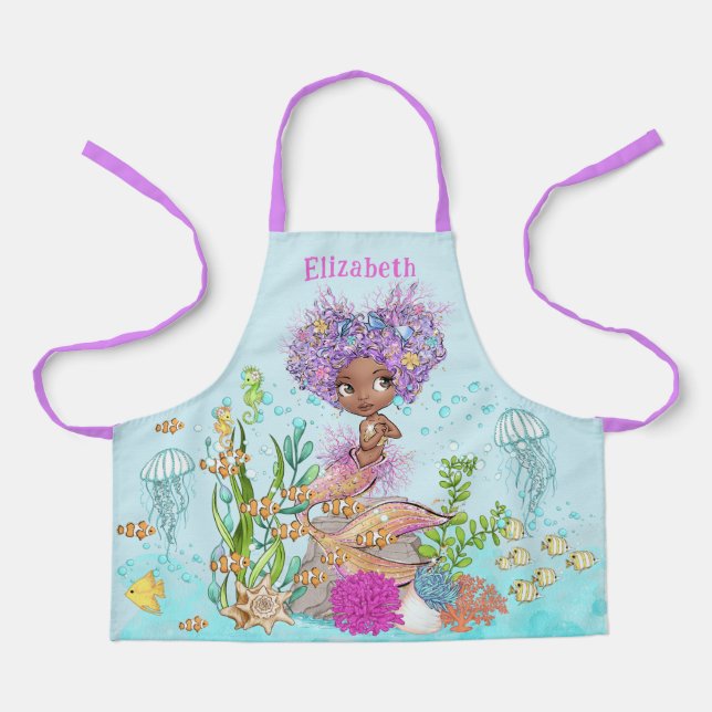 Braunes kleines Meerjungfrau-Überlaufbüro Schürze (Vorderseite)