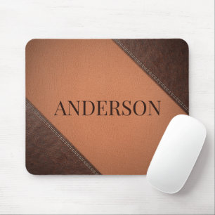 Braunes Kunstleder mit Nähten Mousepad