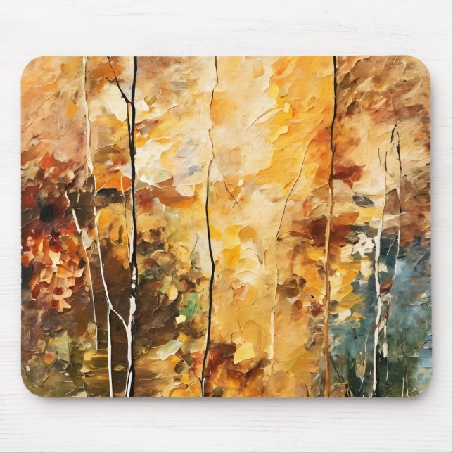 Braunes Leaf Natur Stille Abstrakte Kunst Mousepad (Vorne)