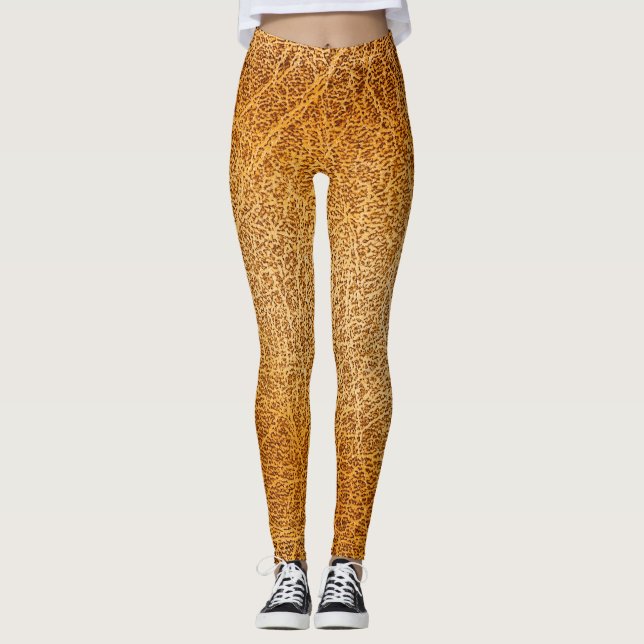 Braunes Leder: Detaillierte Textur Leggings (Vorderseite)