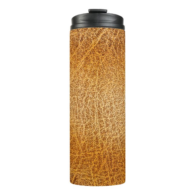 Braunes Leder: Detaillierte Textur Thermosbecher (Vorderseite)