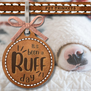 Braunes Leder Es war ein Ruffelhund Haustiermarke
