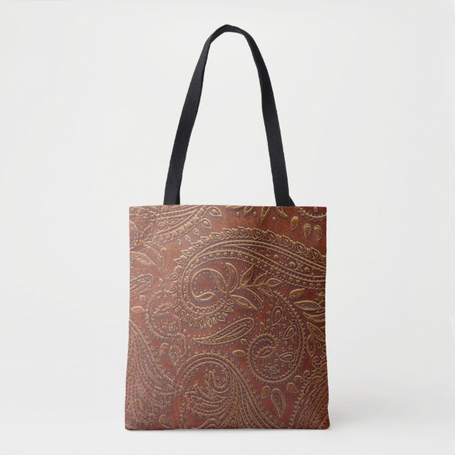 Braunes Leder, gearbeitete Blumenmuster. (Vorderseite)