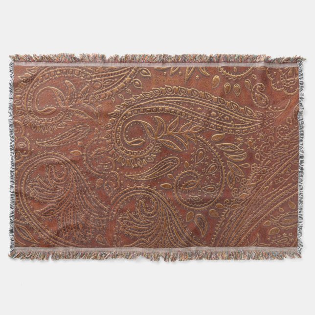 Braunes Leder, geprägtes Blumenmuster. Decke (Vorderseite)
