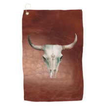 Braunes Leder (Look) Western Cowboy Bull Horns