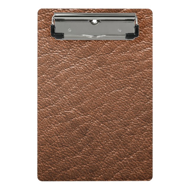 Braunes Leder  Mini Klemmbrett (Vorderseite)
